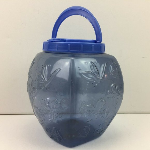 Packerware Clear Blue Butterfly Embossed Water Juice Jug With Flip Lid Handle - Picture 3 of 12